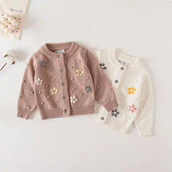 2022 Moda De Toamna Pentru Copii Fete Tricot De Îmbrăcăminte Pentru Nou-Născut Băieți Fete Florale Cardigan Copii Copii Pulover De Bumbac