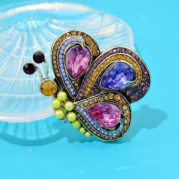 Creatoare De Epocă Exagerat De Mari Dimensiuni Stras Fluture Broșă De Cristal Pearl Animale Pini De Sex Feminin Nișă Corsaj Accesorii