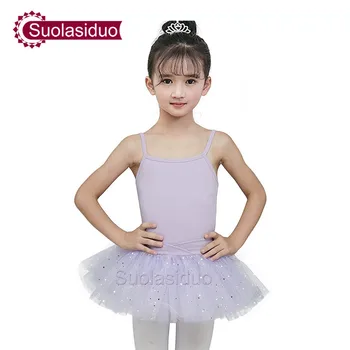 Lumina Violet Practică Balet Dans Fusta Copii Balet Costume De Dans Rochii De Copii Haine De Formare Gimnastica Tricouri