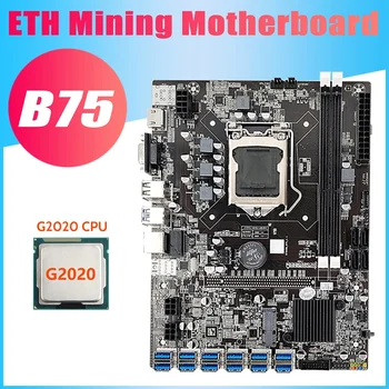 B75 USB ETH Miniere Placa de baza+PROCESOR G2020 12XPCIE La USB LGA1155 MSATA DDR3 USB 3.0 B75 USB BTC Miner Placa de baza
