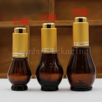 10 ml 20 ml 30ml Singur Tărtăcuță Sticle de Ulei, de Sticlă Maro Dropper Sticla,Ulei Esențial/Parfumuri Ambalajul Flacon (20PC/Lot)