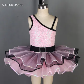 Roz cu paiete Corset negru cu trupa de Balet Copil, copii costume de balet de dans balet de Performanță pentru dans tutu