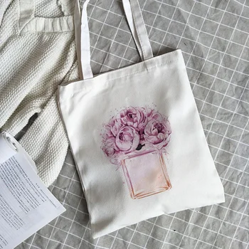 CZCCWD 2019 Flori Roz Sticla de Parfum de Imprimare Umăr Saci de Panza de Lux, Genți de mână de Designer de Moda Casual Geantă de mână Sac de Femei
