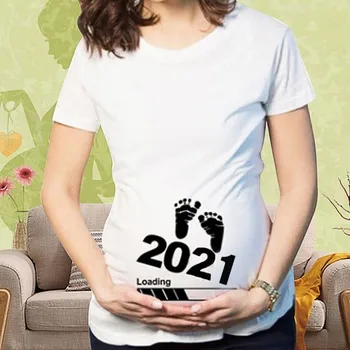 Haine de maternitate Picior de Imprimare 2021 Tipărite Sarcinii Topuri Scurte cu Maneci Lungi T-Shirt Femei Gravide de Vara одежда для беременных