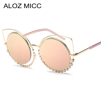 ALOZ MICC de Lux, Sexy, Ochi de Pisica ochelari de Soare Femei Vintage Cadru de Metal Încrustat Cu Diamante Ochelari de Soare de sex Feminin Nuante UV400 Q283