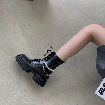 2022 Toamna Iarna cizme de Vânzare Punk Vrăjitoare de Halloween Cosplay Platforma Pene Mari Tocuri Negru Gotic pantofi Vițel Cizme Femei Pantofi