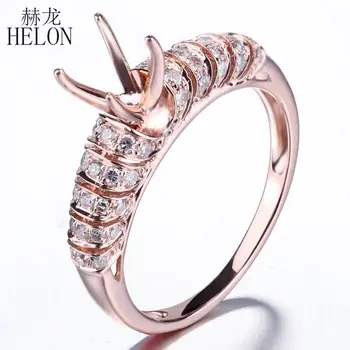 HELON 6.5 mm Rotund Solid 14K Aur a Crescut 0.35 ct Diamante Naturale Semi montare Inel de Logodna pentru Femei de Ziua Anniversarry Mai bun Cadou