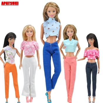 Se amestecă Stil Set de Haine pentru Papusa Barbie Costume de Haine pentru 1/6 BJD Papusa de Moda de Top și Pantaloni Lungi Haine pentru 1:6 Papusa Copil de Casa