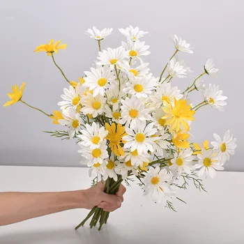 Mătase artificială Luciu Flori de Ramură Stamen Mici Daisy pentru Nunta Decor Acasă Flori False
