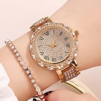 2020 Femei Uita-te la Femeie Brand de Lux Ceas de Aur Lady Ceasuri de mână Cristal de sex Feminin Doamnelor Cuarț Ceas pentru Femei de Moda Ceas de mână