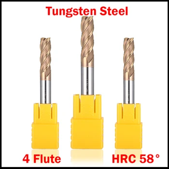 11 mm 12 mm 14 mm 16 mm de Margine de Tăiere cu Diametrul de 4 Flaut HRC58 Tungsten Carbură Solidă a frezei CNC Instrument de Tăiere freze