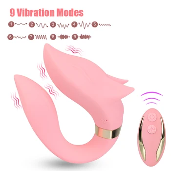 Stimulator Clitoris Cuplu de Rezonanță cu două capete Vibrații Inel FOX Vibrator Adult Produse Portabil 9 Modul de Jucării Sexuale pentru Femei