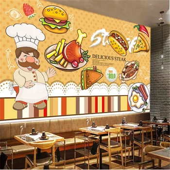 Personalizat de Vest Fast Food, Burgeri, Hot-Dog Restaurant Fundal pictura Murala de Perete Wallpaper 3D Snack Bar, Hamburger, pizza Hârtie de Perete 3D