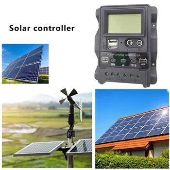 12V/24V Auto Solar de Putere de Încărcare Controler LCD de Afișare Curent cu Dublă Ieșire DC Panou cu Celule Solare Încărcător de Reglementare