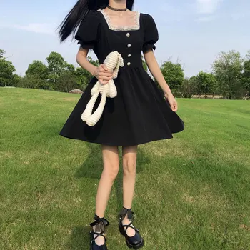 Fata Elegant de Vară 2020 francez Pătrat Rochie Guler mâneci Talie Îmbrățișarea Slim Temperament Non-Mainstream lolita rochie