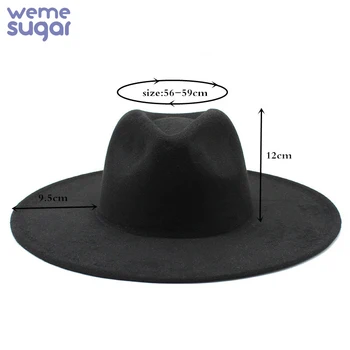 WeMe Simplu Lână Simțit Pălărie cu Margine Mare de 9,5 CM Iubitorii de Pălărie Plat Streașină de Lână, Pălării pentru Bărbați și Femei.