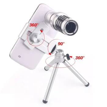 Mini-Telescop Mobil Telefon Mobil Lentilă aparat de Fotografiat Cu Trepied Suport Zoom 12X Unghiuri Largi de Vizualizare Pentru iPhone 6 6s Galaxy S7 Universal