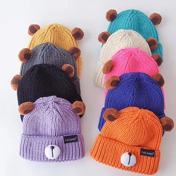Toamna Iarna Culoare Solidă Copii Pălării Tricotate pentru Copii Fete Băieți, Căciuli Capace Moale Cald Casual Pălării pentru Copii de 4-8 Ani