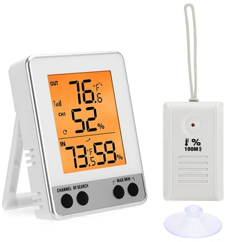 Wireless de Temperatură și Umiditate Monitor Cu Senzor, Piscină în aer liber, Stația Meteo Digitală Cu Iluminare din spate Ecran LCD