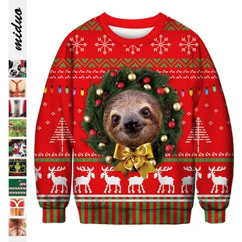 De Vânzare la cald Crăciun Lenes Digital Printing Bărbați și Femei de Aceeași Gât Rotund Pulover de Toamna cu Maneca Lunga pulover Pulover