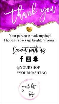 Personalizate de social media, cărți de vizită de culoare Roz Vă Mulțumesc Carduri, Girly Carte de vizită, Vă Mulțumesc pentru achiziție Notă, shop & Ul