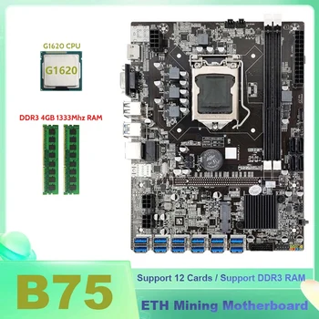 B75 ETH Miniere Placa de baza 12XPCIE La USB Cu G1620 CPU+2XDDR3 4GB 1333Mhz Memorie RAM B75 USB BTC Miner Placa de baza