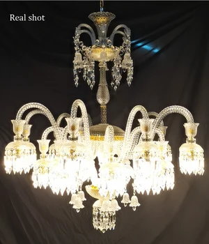 18 Cap de Aur de Cristal Candelabru de Iluminat Moderne de cristal interior Lumini de Cristal Lampă de Agățat