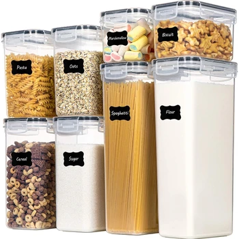7pcs/set din Plastic pentru Depozitarea Alimentelor Recipient Condimente Borcan Set de Bucătărie Cutie Vrac Sigilate Frigider Aspirator de Sticlă Transparente Ceai Rezervor