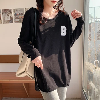 Harajuku Toate Fetele Meci Split Lungă T-shirt Femei Toamna Iarna Moda Streetwear Supradimensionate Bluze Femei Ieftine en-Gros