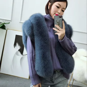 Hainele groase de Iarna Femei Haina coreean Epocă de Blană de Vulpe Vesta fără Mâneci Vesta Manteau Femme Hiver ZL707