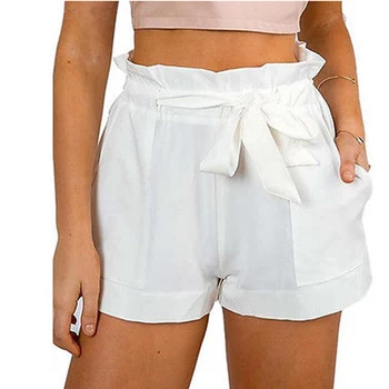GAOKE Nou Casual pentru Femei Pantaloni Cutat Talie O-linie pantaloni Scurți Cu Arcul Eșarfe de Vară de Moda de sex Feminin Cordon pantaloni Scurți Buzunare