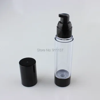 50pcs/lot Negru 50ml ambalaj cosmetic airless sticlă, gol negru 50ml de îngrijire a pielii airless, pompa de plastic de sticlă pentru cremă