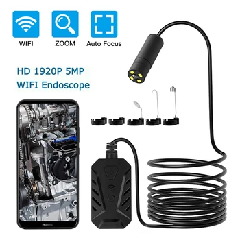 Cele mai noi 5.0 MP Auto Focus WiFi Camera Endoscop IP67 1944P HD Inspecție Camera cu Zoom 3X pentru Android IOS IPhone Endoscop