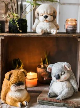 [New] Creative Europene rășină sculptura somnoros animale de companie koala/câine acasă moderne decoratiuni de gradina meserii camera de zi de decorare statui