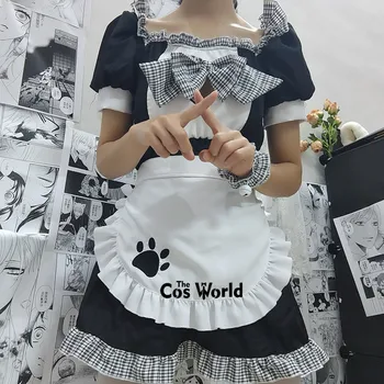 Japoneze Lolita Gol Afară De Inima Drăguț Pisica Șorț Maid Dress Uniform Costume Costume Cosplay