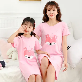100% Bumbac Fete camasa de noapte, Pijama de Vara pentru Copii Cămașă de noapte Fete pentru Copii Haine de Acasă Mama Copii rochie de Noapte Fata Sleepwear