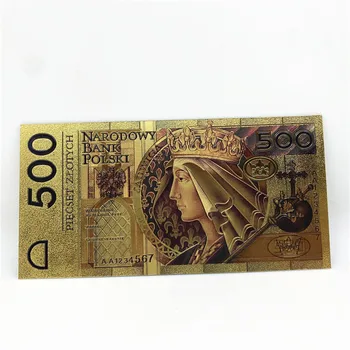 1 buc 2017 COLORATE Polonia Moneda conceput aur 24K placate cu Bancnote de 500 PLN pentru Banca de suveniruri cadouri