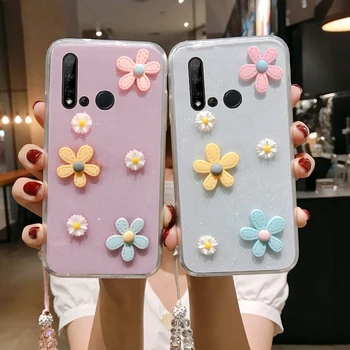 P20 Lite 2019 3D Flori Sclipici Cazul în care Telefonul Pentru Huawei nova 5i Transparante Bling Tpu Moale Capacul din Spate