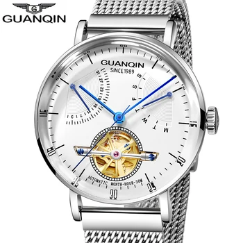 GUANQIN Bărbați Ceasuri de Top de Brand de Moda de Lux din Oțel Complet Tourbillon Automatic Mecanic de Afaceri Impermeabil Casual Sport Watch