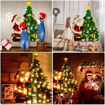 Copii DIY Simțit Pom de Crăciun de Moda Decoratiuni de Craciun Cu 21PCS Agățat Ornamente Pentru Copii de Craciun Pentru Casa