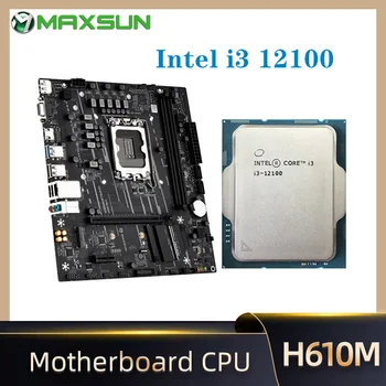 MAXSUN Placa de baza Stabilit Challenger H610 Intel i3 12100 LGA1700 [Nou dar fara cooler] Dual channel DDR4 Calculator Kit