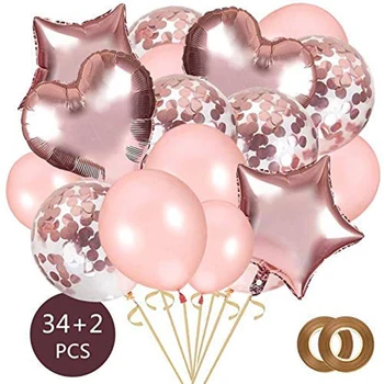 36PCS Valentine ' s Zi, Nunta, Petrecere de Vacanță Decorare și Amenajare Dragoste Folie de Aluminiu Baloane de Aur roz Set Baloane