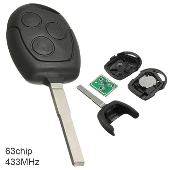 433MHz 3 Butoane Telecomanda Netăiat Flip Smart Remote Key Fob 4D63 Chip pentru Ford Focus Mondeo Fiesta Galaxy S Max 2004-2011