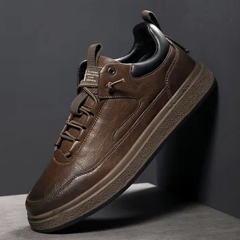 Populare Pantofi Casual Pentru Barbati Brand De Moda Bărbat Din Piele Adidasi Casual De Calitate De Top Black Mens Pantofi De Mers Pe Jos De Dantelă Sus Adidași