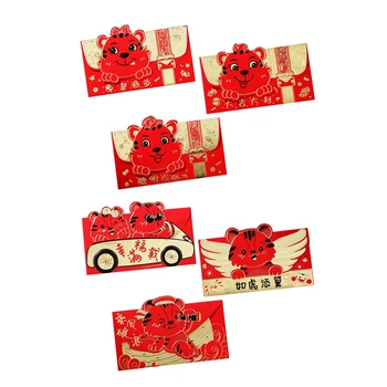 6 Buc Chineză Plicuri Roșu, An de Tigru Roșu Plicuri Bani Norocos Pachete pentru Festivalul de Primăvară Ziua Consumabile