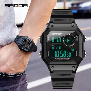 SANDA Brand Barbati Ceasuri Sport de Moda Chronos Numărătoarea inversă Bărbați Impermeabil Ceas Digital cu LED Omul Militare Ceas Relogio Masculino