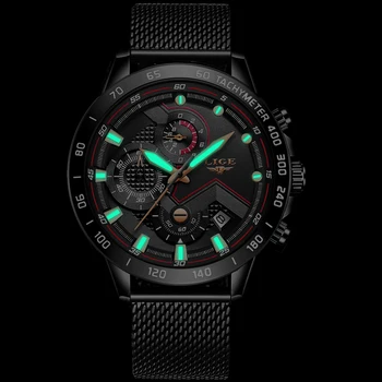 LIGE Nou Brand de Top de Lux Clasic Cuarț Bărbați Ceasuri de Afaceri de Moda Centura de Plasă Impermeabil Ceas de Ceas+Cutie Montre Homme