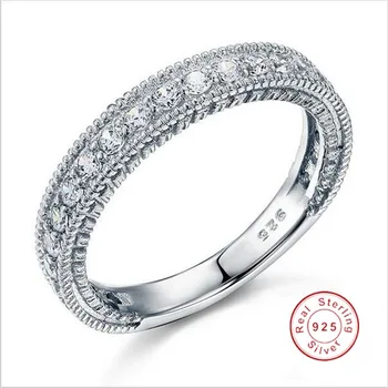 Masiv Sterling 925 de Argint Nunta Trupa Inel Gros de Bijuterii Stil Vintage pentru femei inele Simulat Diamant platinum