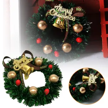 Noua casă de Păpuși Coroană de Crăciun în Miniatură Cadouri de Crăciun de Decorare casă de Păpuși Model 1:12 Accesorii Copii Jucarii Perete Gar N6E4