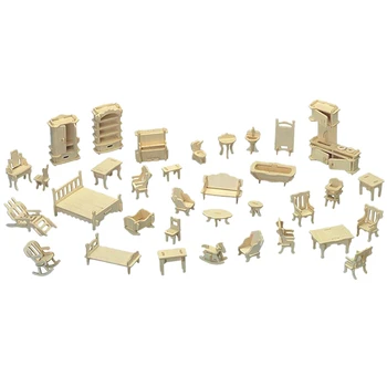 Din lemn 3D Puzzle DIY Scară Modele în Miniatură Casă de Păpuși Păpuși Mobilier Set Accesorii